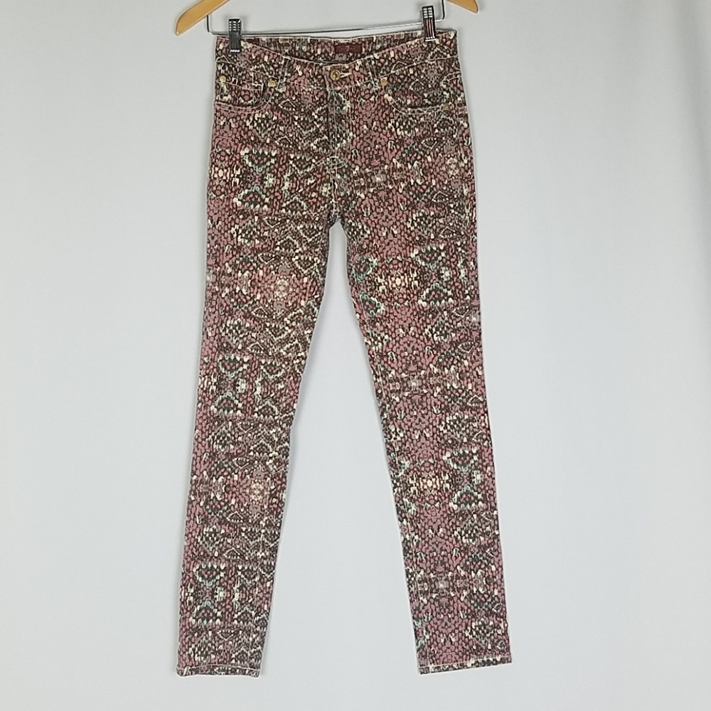 7 For All Mankind girls 14 skinny printed jeans denim stretchy whimsical festiva